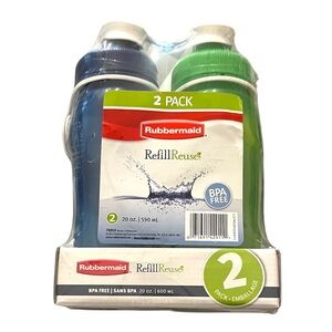 New Rubbermaid Chug Waterbottle Set of 2, 20 ounces NWT Blue Green